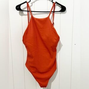 Andie Swim NWT Asbury Ribbed One Piece swimsuit size M burnt orange